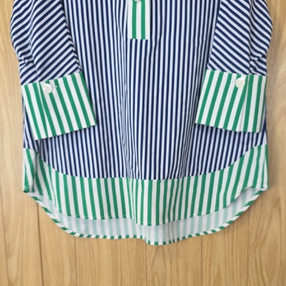 Navy and Green Striped Tunic Top - Picture 7 of 9